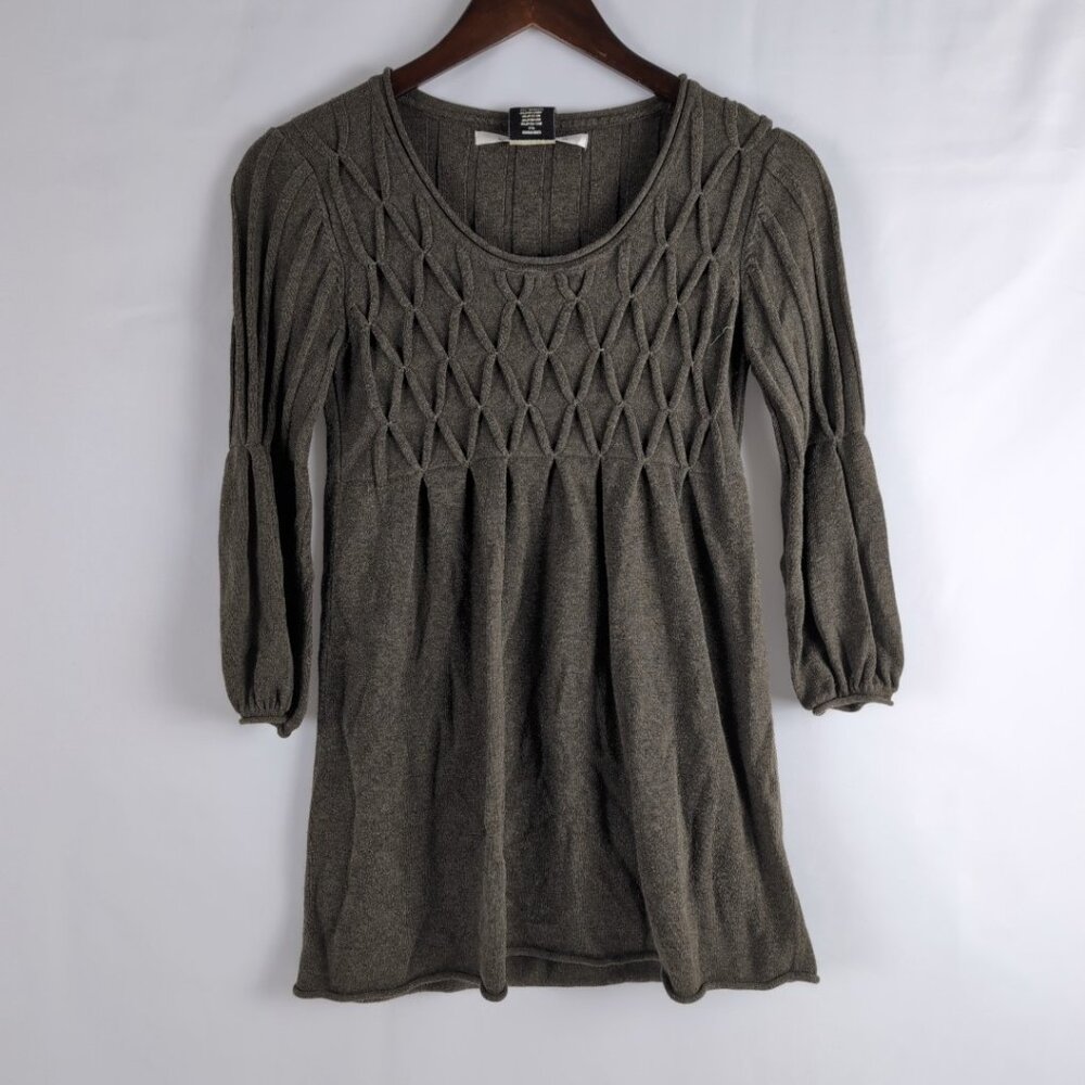 Vintage Max Studio Green Knit Sweater Cable Knit Pattern, Small